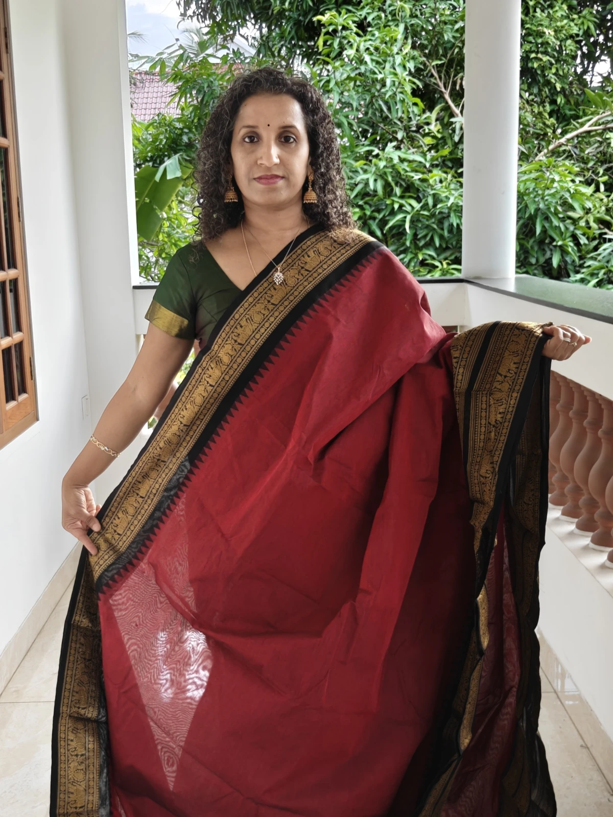 Maroon Kanchi Cotton Saree Pkc013(2)